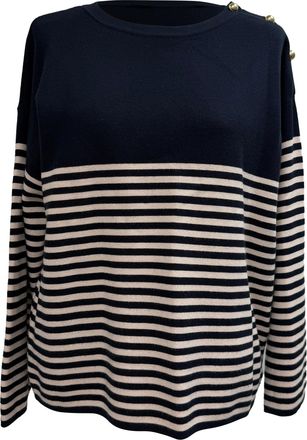Max Mara Studio Striped Jumper in Navy Blue Viscose