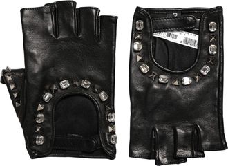 Dolce & Gabbana Black Embellished Wrist Length Mitten Women Womens Gloves