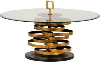 Adda Home Mesa dorado de cristal 92x92x50cm