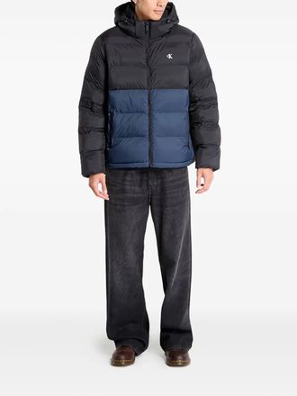 Calvin Klein Donsjack met colourblocking en capuchon - Zwart