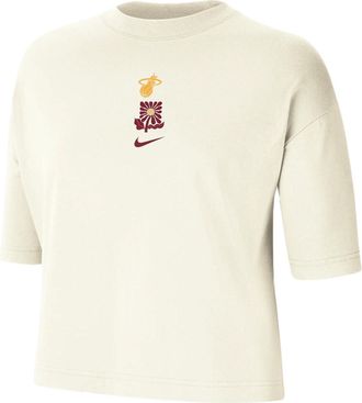 Nike (WMNS) Nike NBA Miami Heat Courtside Boxy T-Shirt Beige FV9374-901