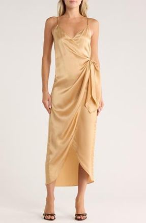 L'agence Amilia Silk Wrap Maxi Dress in Latte at Nordstrom Rack, Size 10