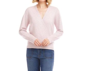 Karen Kane Starling Sequin Wrap Sweater In Soft Pink