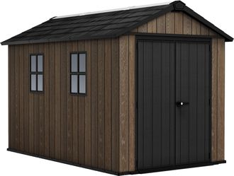 Keter Apex 7511/1175 - Caseta De Jard&iacute;n 350x246x230 Cm 2 Puertas Para Almacenamiento De Herramientas Acabado Efecto Madera Evotech+ En Resina Marr&oacute;n Y Negra