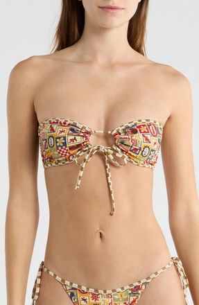 PacSun Jasper Strapless Bandeau Bikini Top in Yellow Multi at Nordstrom, Size X-Small
