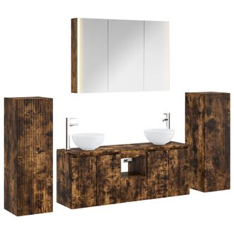 vidaXL Juego De Muebles De Ba&ntilde;o 6 Pcs Roble Ahumado Vidaxl