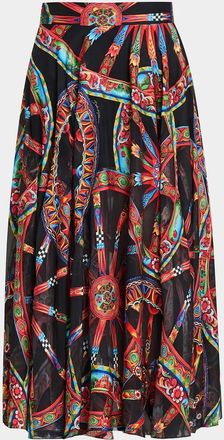 Dolce & Gabbana Geometric Silk-Blend Pleated Midi-Skirt