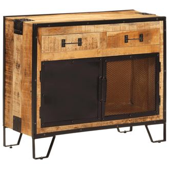 vidaXL Vidaxl - Aparador De Madera Maciza Mango Sin Tratar Y Metal 80x31x66 Cm