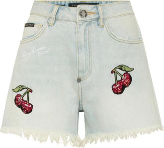 Philipp Plein Denim Shorts - Dames - Denim shorts - Blauw - W26 - Denim - Korte Broeken