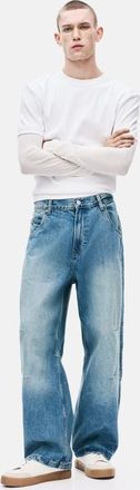 H&M Baggy Darted Jeans in Light Denim Blue at Nordstrom, Size 34 X 32