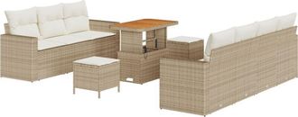 vidaXL Garden Sofa Set Height-Adjustable 10 pcs Beige Poly Rattan vidaXL