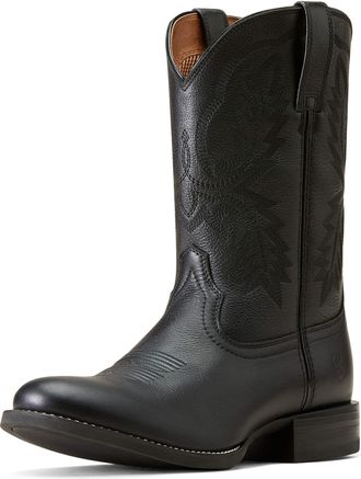 Ariat Mens Sport Stratten W Toe Western Boots in Black Deertan Leather, EE Wide Width, Size 7, by Ariat