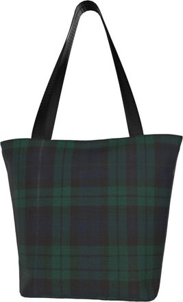 AOOEDM Black Watch Plaid Tote Bag Women Capacity Shoulder Grocery Shopping Bags
