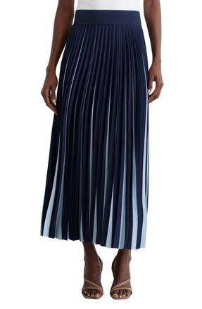 Reiss Serena Pleated Skirt in Navy/Pale Blue at Nordstrom, Size 12 Us