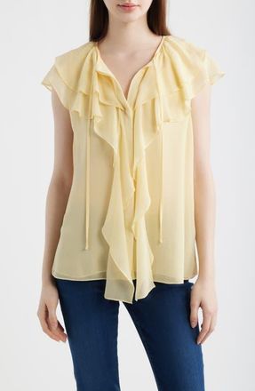 Kobi Halperin Maren Ruffle Cap Sleeve Top in Chamomile at Nordstrom, Size X-Small