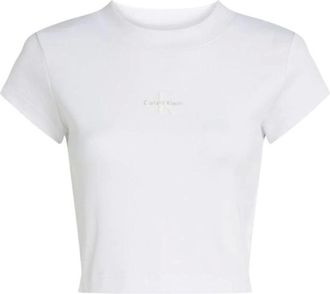 Calvin Klein Jeans Camiseta corta con logo - Tops - Mujer - Blanco - M