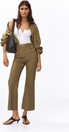 H&M Flared Ankle-length Trousers in Khaki Green at Nordstrom, Size 10