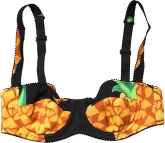 Dolce & Gabbana Womens Black Pineapple Silk Balconette Bra Underwear Elastane Clothing