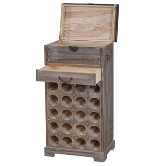 Hhg Hhg - Nunca Usado] Botellero Lucan T323, Botellero Estante Para 20 Botellas, 94x48x31cm, Aspecto Desgastado, Vintage, Marr&oacute;n