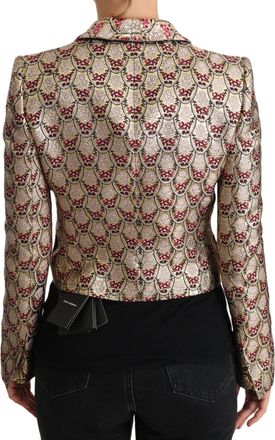 Dolce & Gabbana Womens Gold Floral Sequined Blazer Coat Jacket Clothing