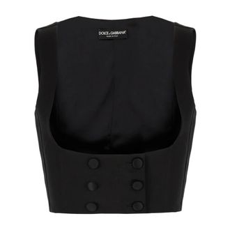 Dolce & Gabbana Zijden Top zonder Mouwen - Dames - Bodywarmers - Zwart - L - Jassen