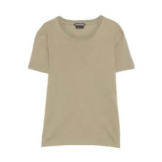 Tom Ford T-Shirts, female, Green, Size: 2XS Cotton Crewneck T-shirt