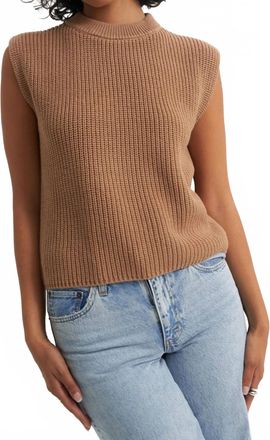 Callahan Shaker Knit Crewneck Muscle Tee In Camel