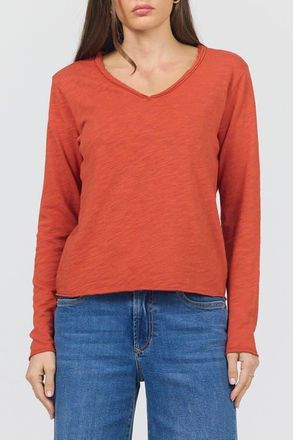Dear John Denim Vanya Long Sleeve V-Neck Slub Knit T-Shirt in Rooibos Tea at Nordstrom, Size X-Large