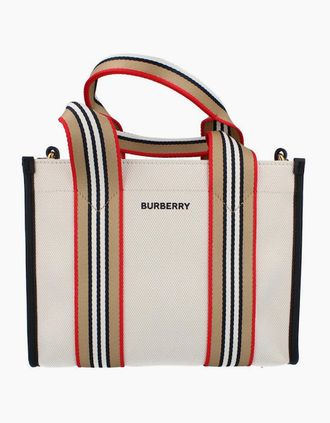 Burberry Womens Burberry Mini Canvas Tote Bag - Natural - White