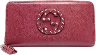 Gucci Pre-owned Leren Portemonnee - Dames - Vintage Accessoires - Rood - ONE Size - Leer - Vintage
