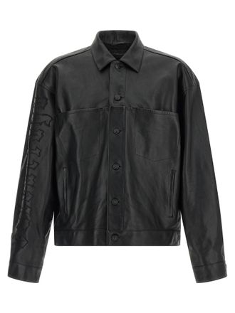 Balenciaga Black Buffalo Leather Leather Mens Jacket