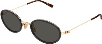 Gucci Grey Oval Ladies Sunglasses GG1980S 001 52