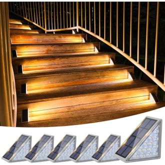 OEM Juego De 6 Luces Solares Para Escaleras Con Clasificaci&oacute;n De Impermeabilidad Ip67 - Led De 80 L&uacute;menes - 8 Horas De Duraci&oacute;n De La Bater&iacute;a - Instalaci&oacute;