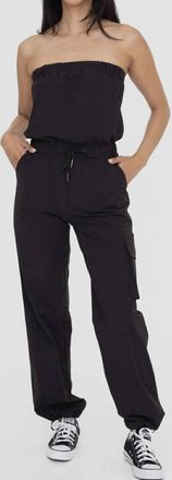 Mono B Strapless Cargo Jumpsuit In Black