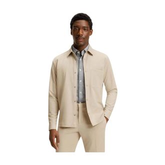 HUGO BOSS Jassen, Heren, Beige, S, Polyester, Relaxed-fit Overshirt