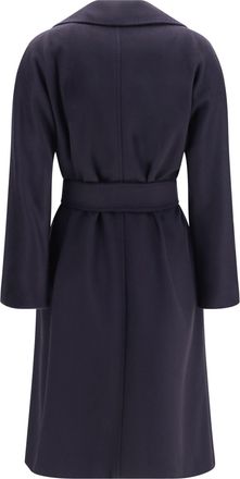 Max Mara Womens Wool Coat With Peak Lapels Blu Fleece Ovis Aries