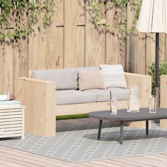 Berkfield Home Garden Sofa 2-Seater 134x60x62 cm Solid Wood Pine in Brown | Size: 134 x 60 x 62 cm