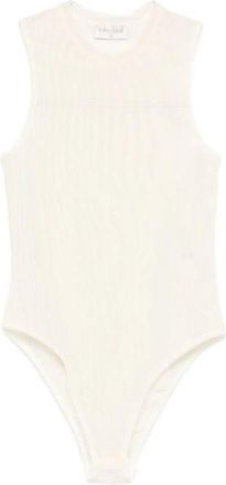 Forte_Forte Mouwloze top met ronde hals en geschulpte rand - Dames - Bodies - Beige - S - Tops