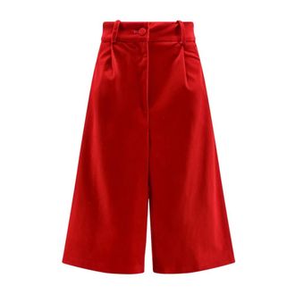 Actualee Pantalones Cortos de Terciopelo Estilo Bermuda - Shorts - Mujer - Rojo - M