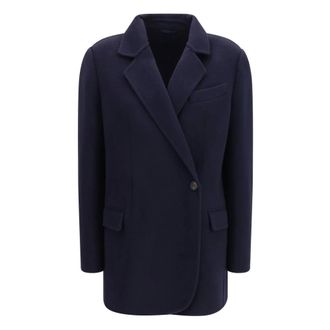 Brunello Cucinelli Giacca monopetto in lana e cashmere - - Jackets - Donna - Blu - M