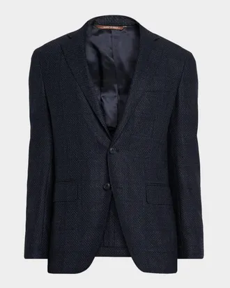 Canali Men & apos;s Stepweave Wool Notch Lapel Sport Coat