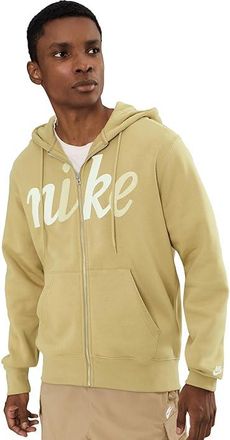 Nike Sportswear Club Full-Zip Fleece Hoodie Mens Sweatshirt Parachute Beige/Parachute Beige/Sail : 2XL, Cotton/Polyester