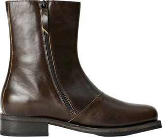 Our Legacy Mens Ankle Boots Camion Deep Olive Leather Cow Leather; Sole: Rubber