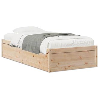 Berkfield Home Bed Frame without Mattress 75x190 cm Small Single Solid Wood Pine in Light Tan