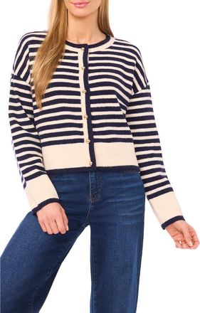 CeCe by Cynthia Steffe Stripe Cardigan in Classic Navy at Nordstrom, Size Xx-Large