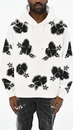 Dsquared2 Felpa Hoodie Bicolore a Motivo Floreale Dsquared2