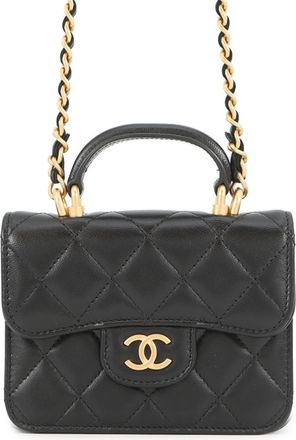 Chanel Matelasse Black Leather Chain/Shoulder Wallet (Pre-Owned)