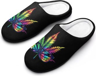 Generic LGBT Gay Weed Printed Mens Slippers Comfortable And Non-slip Cotton Slipper Shoe for House