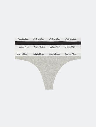 Calvin Klein Womens Carousel Logo Cotton 3-Pack Thong - Multi - XS