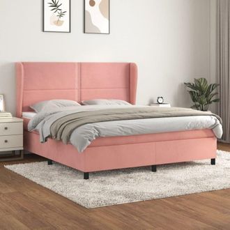 vidaXL Vidaxl - Cama Box Spring Con Colch&oacute;n Terciopelo Rosa 160x200 Cm